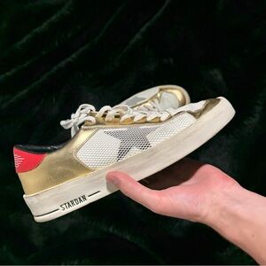 Golden Goose Women's Gold and Red Sneakers